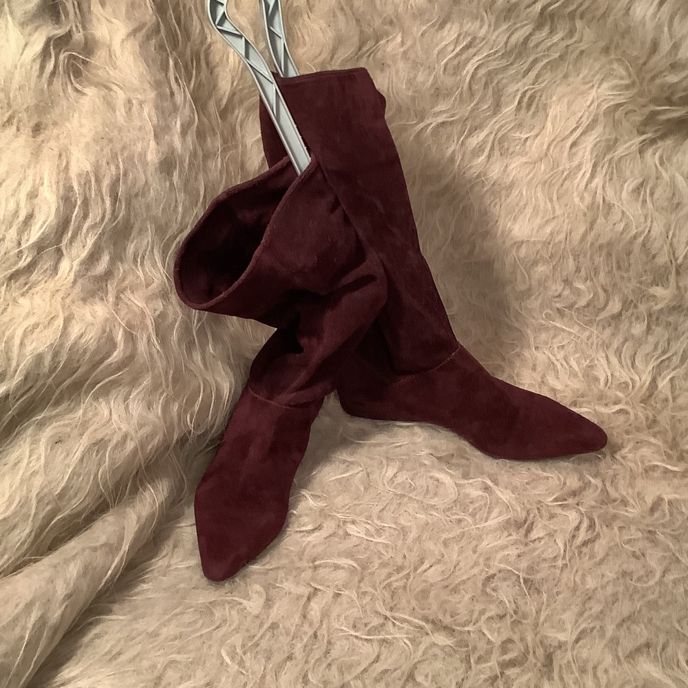 Franco Sarto Burgundy Suede Knee-High Boots
